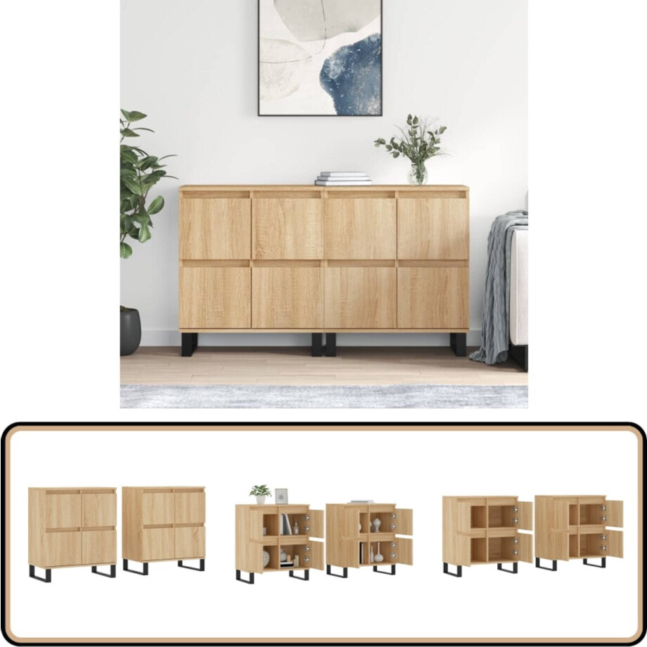 vidaXL Dressoirs 2 st bewerkt hout sonoma eikenkleurig afbeelding 1