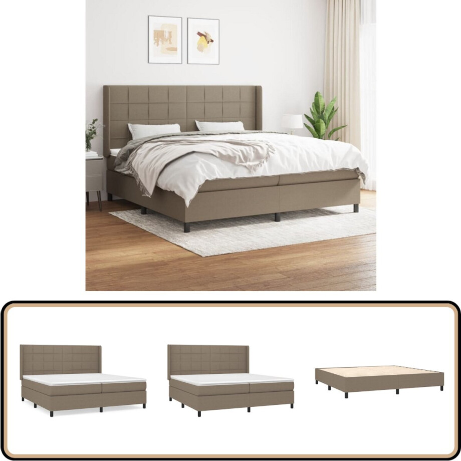 vidaXL Boxspring - Taupe - 200x200 cm - Inclusief Matras Boxspringbed - Boxspring - Tweepersoonsbed - Slaapkamerinrichting - Bed Frame vidaXL Boxspring - Taupe - 200x200 cm - Inclusief Matras Boxspringbed - Boxspring - Tweepersoonsbed - Slaapkamerinrichting - Bed Frame afbeelding 1