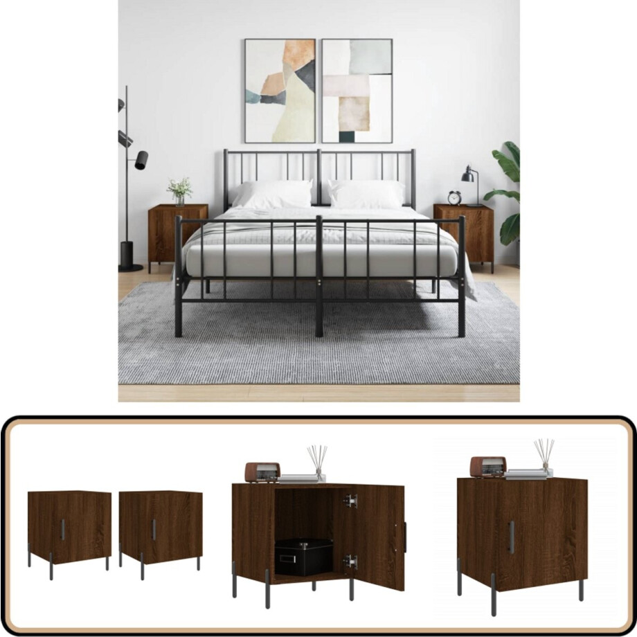 vidaXL Nachtkastjes set van 2 - Bruineiken design Nachtkastjes - Bijzettafel - Modern Design - Bruine Kleur - Houten Kast vidaXL Nachtkastjes set van 2 - Bruineiken design Nachtkastjes - Bijzettafel - Modern Design - Bruine Kleur - Houten Kast afbeelding 1