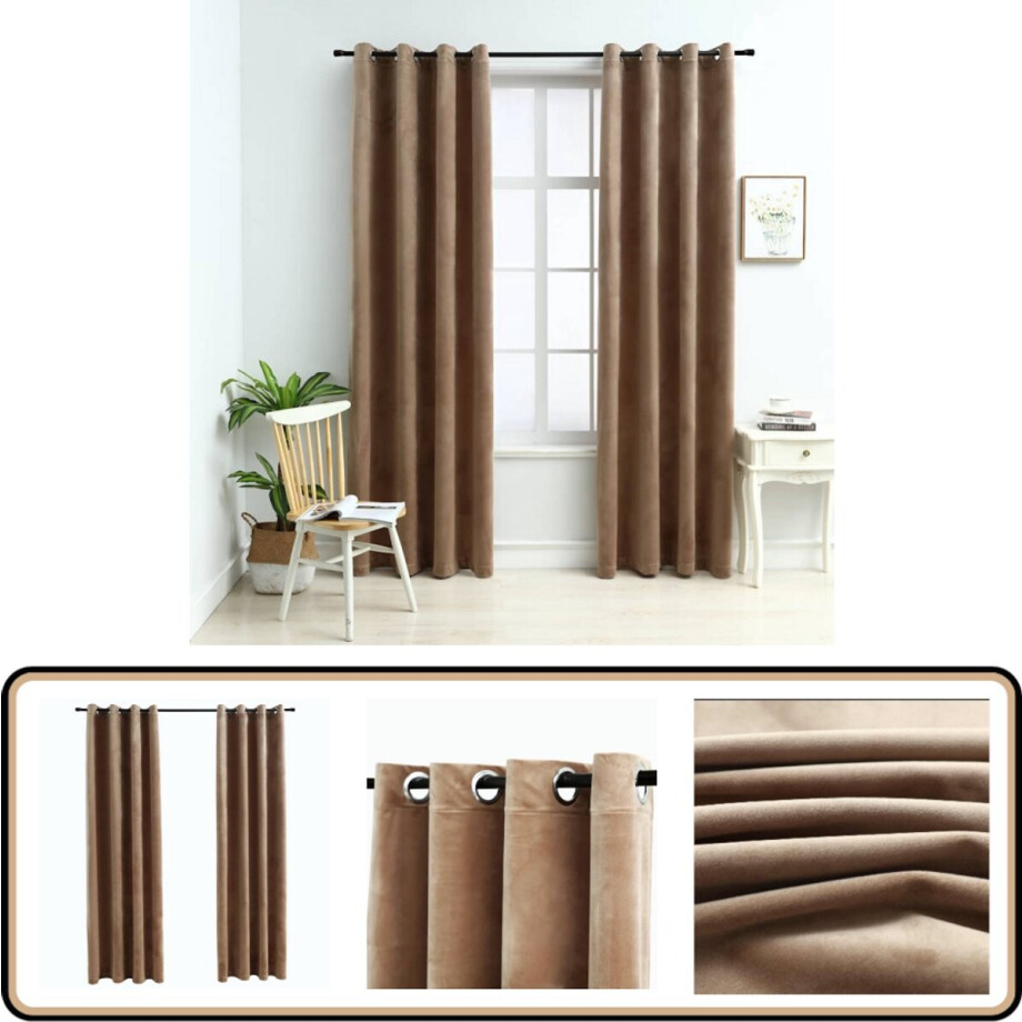 vidaXL Gordijn verduisterend - 2 stuks - 140x225 cm - Beige Fluwelen Gordijnen - Gordijnen Voor Woonkamer - Gordijnen Voor Slaapkamer - Privacy Gordijnen - Lichtwerende Gordijnen vidaXL Gordijn verduisterend - 2 stuks - 140x225 cm - Beige Fluwelen Gordijnen - Gordijnen Voor Woonkamer - Gordijnen Voor Slaapkamer - Privacy Gordijnen - Lichtwerende Gordijnen afbeelding 1