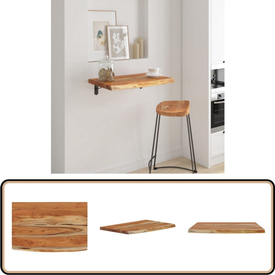 vidaXL Wandschap - Acaciahout - 60x40x2,5 cm - Natuurlijke Rand Houten Wandplank - Wandkast - Opbergplanken - Interieurdecoratie - Acacia Hout afbeelding 1