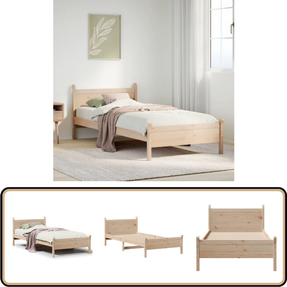 vidaXL Bedframe zonder matras massief grenenhout 90x200 cm afbeelding 1