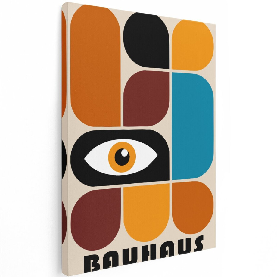 Artaza Canvas Schilderij Abstract Bauhaus - 90x120 cm - Wanddecoratie Geometrisch - Muurdecoratie Oog - Decoratie Retro Kunst - Bruin Artaza Canvas Schilderij Abstract Bauhaus - 90x120 cm - Wanddecoratie Geometrisch - Muurdecoratie Oog - Decoratie Retro Kunst - Bruin afbeelding 1