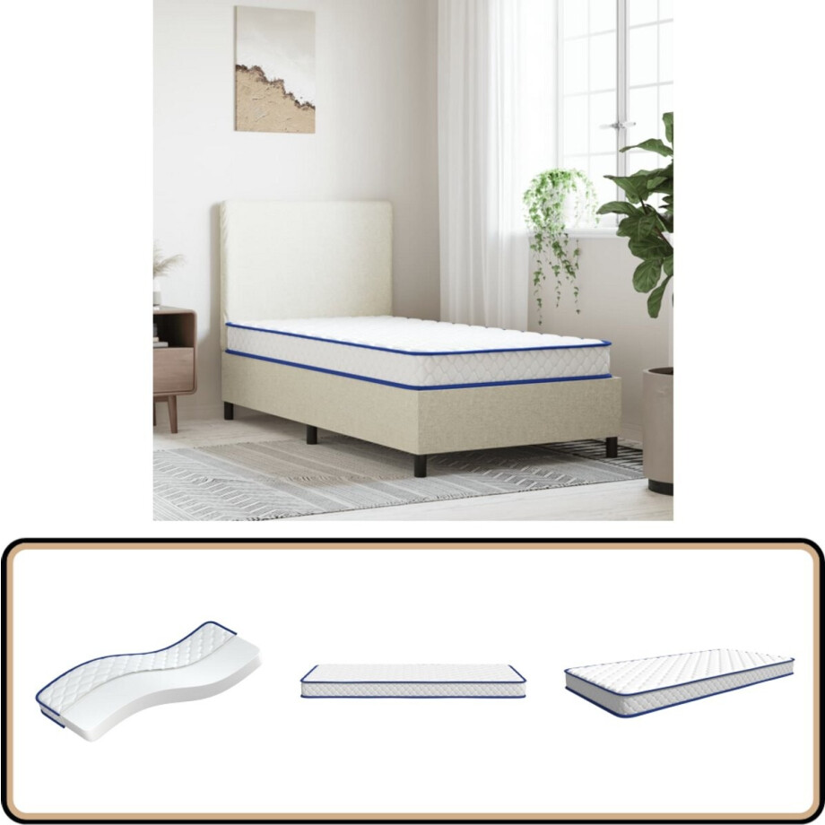 vidaXL Traagschuim Matras 200x90x17 cm - Wit Traagschuim Matras - Matras 90x200 - Tweepersoonsslaapmatras - Memory Foam Matras - Anti Allergisch Matras afbeelding 1