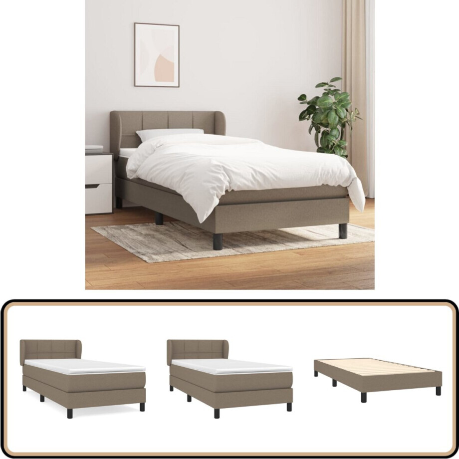 vidaXL Boxspring - Stoffen Bed - Taupe - 80x200 cm Boxspringbed - Boxsprings - Slaapkamerinrichting - Tweepersoonsbed - Taupe Bed vidaXL Boxspring - Stoffen Bed - Taupe - 80x200 cm Boxspringbed - Boxsprings - Slaapkamerinrichting - Tweepersoonsbed - Taupe Bed afbeelding 1