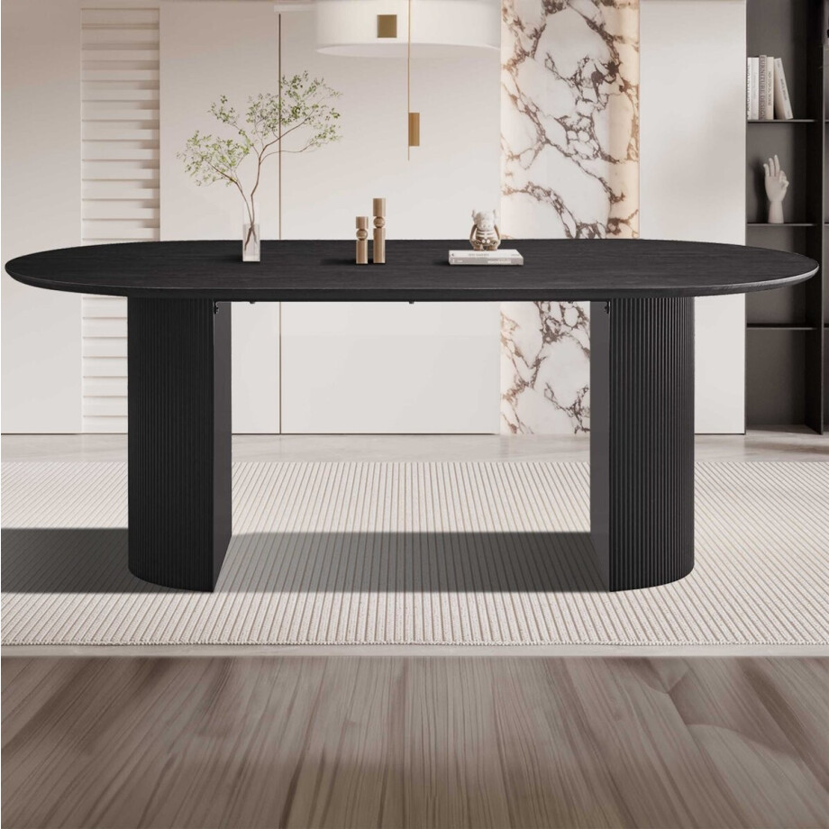Tafel 'Lagos' 200 cm Ovaal Decor Donkerbruin afbeelding 1