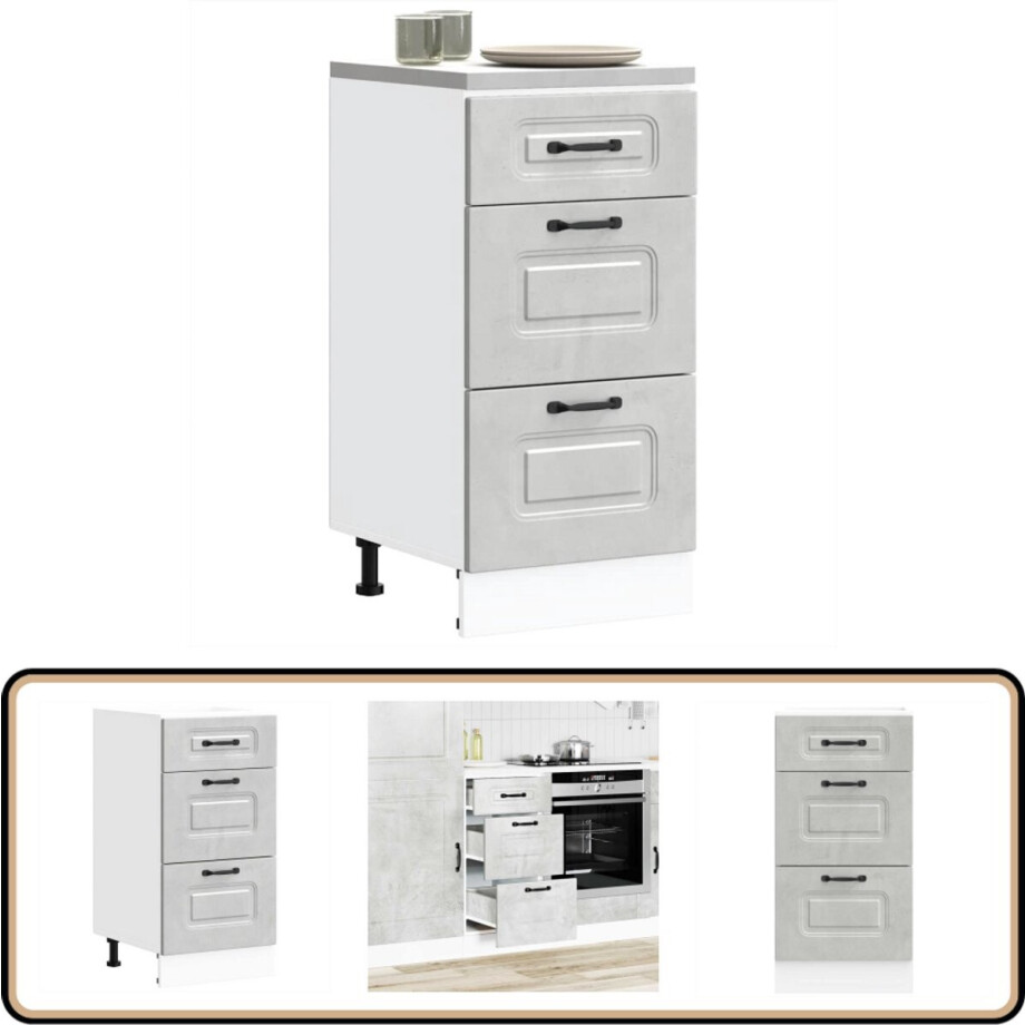 vidaXL Keuken onderkast Kalmar betongrijs Keukenonderkast - Betongrijs - Houten Keuken - Opslagoplossing - Keukenkasten vidaXL Keuken onderkast Kalmar betongrijs Keukenonderkast - Betongrijs - Houten Keuken - Opslagoplossing - Keukenkasten afbeelding 1