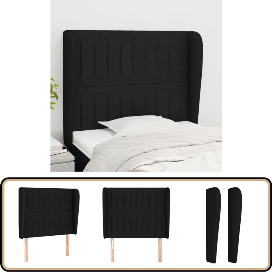 vidaXL Hoofdbord met Randen - 93x23x118/128 cm - Zwart Klassieke Hoofdbord - Hoofdbord Zwart - Bedhoofd - Hoofdeinde - Slaapkamersdecoratie vidaXL Hoofdbord met Randen - 93x23x118/128 cm - Zwart Klassieke Hoofdbord - Hoofdbord Zwart - Bedhoofd - Hoofdeinde - Slaapkamersdecoratie afbeelding 1