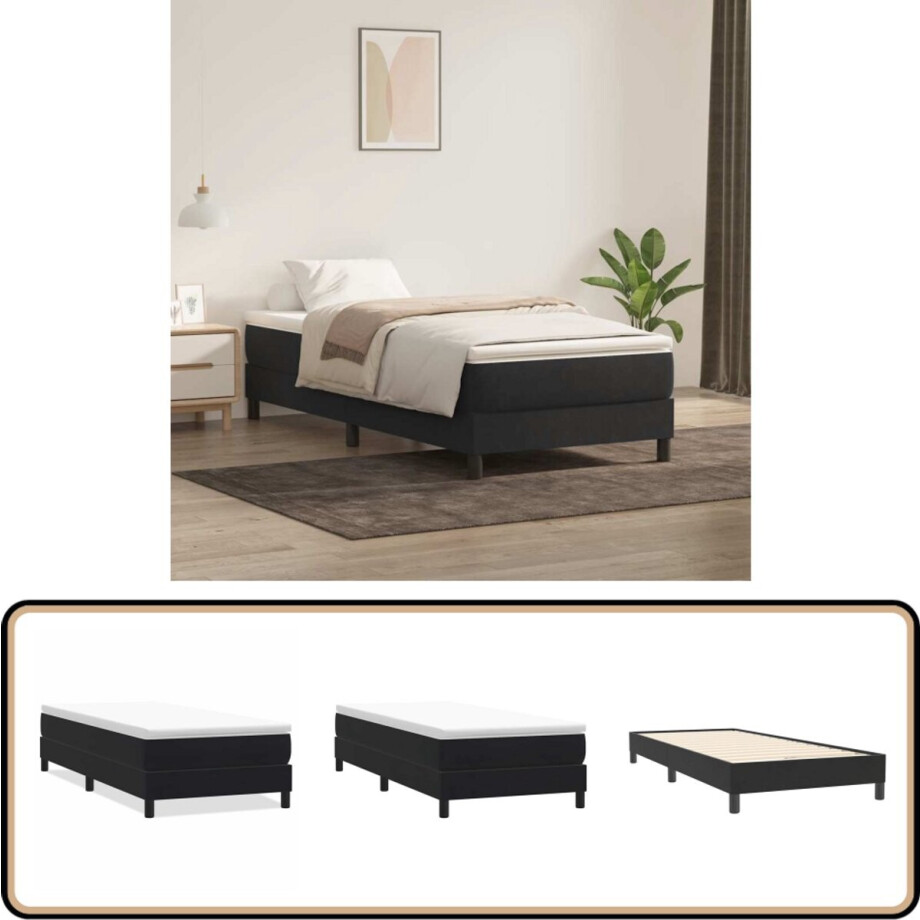 vidaXL Boxspring zonder matras fluweel zwart 100x220 cm afbeelding 1