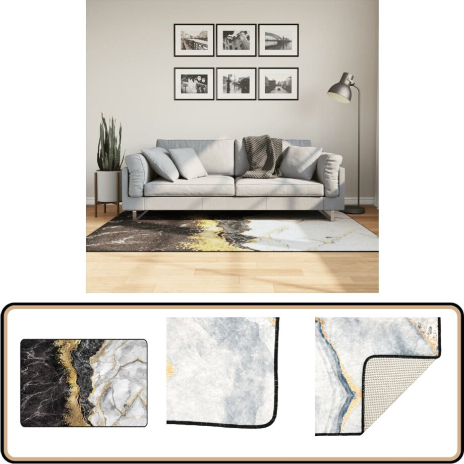 vidaXL Vloerkleed - Wasbaar - Antislip - 120x180 cm Vloerkleden - Fluweel Vloerkleed - Multicoloured Vloerkleed - Warm Vloerkleed - Gezellig Vloerkleed afbeelding 1