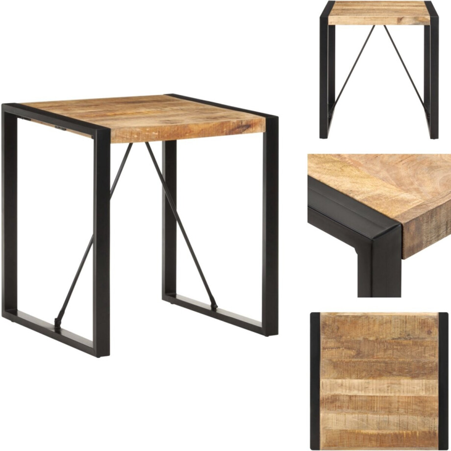 vidaXL Eettafel - Eettafels - Eetkamertafel - Eetkamertafels - Eettafel 70x70x75 cm massief ruw mangohout afbeelding 1