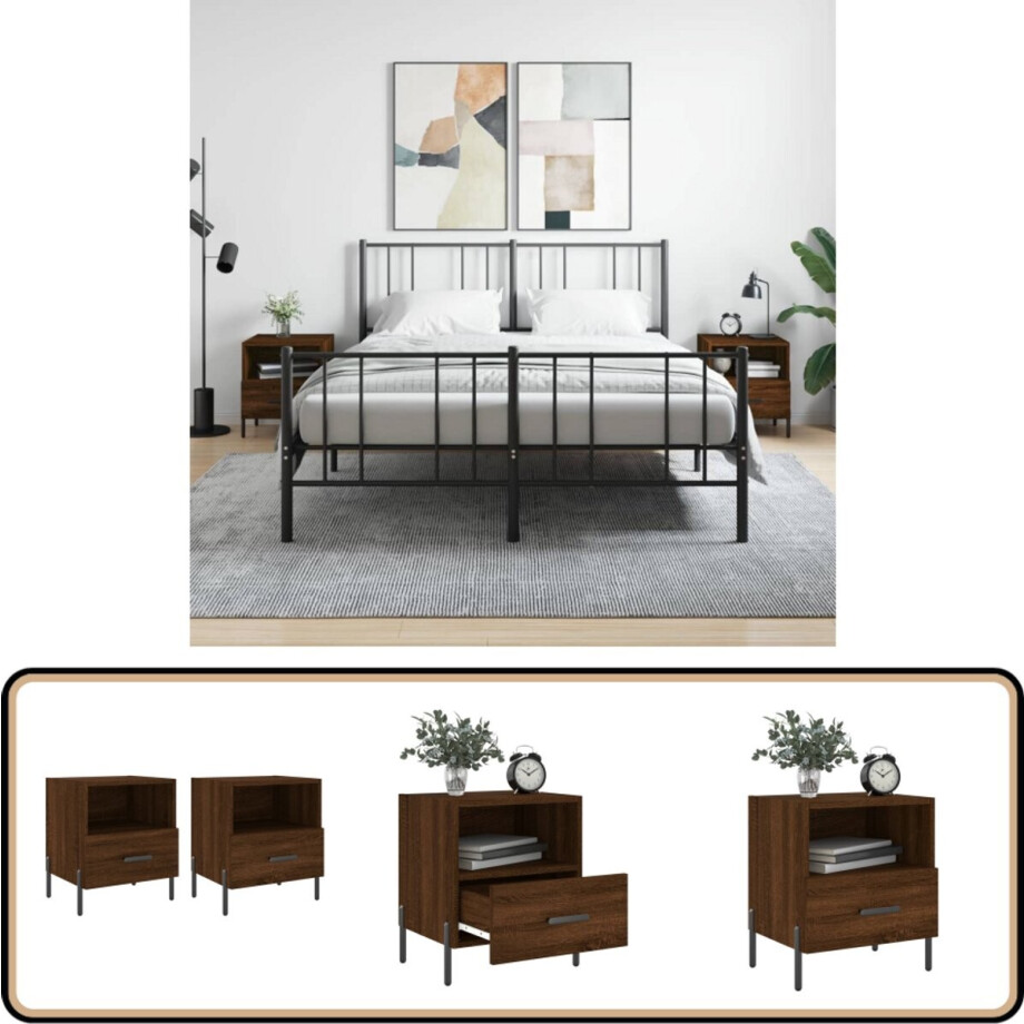 vidaXL Nachtkastjes 2 st - Bruin Eiken 40x35x47,5 cm Nachtkastjes - Bruine Eiken Meubels - Houten Kasten - Slaapkamers - Modern Wonen vidaXL Nachtkastjes 2 st - Bruin Eiken 40x35x47,5 cm Nachtkastjes - Bruine Eiken Meubels - Houten Kasten - Slaapkamers - Modern Wonen afbeelding 1