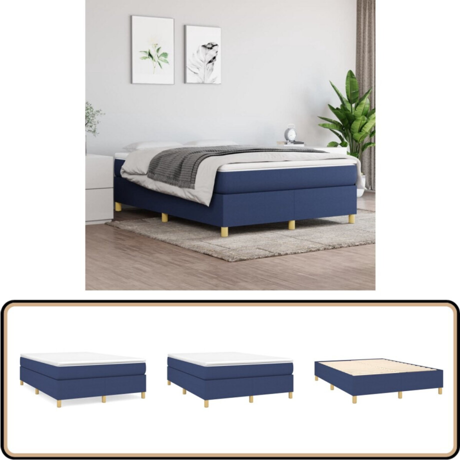 vidaXL Boxspring 140x190 cm met matras en topmatras Boxspringbed - Boxspring - Tweepersoonsbed - Bed Frame - Pocketed Spring Mattress afbeelding 1
