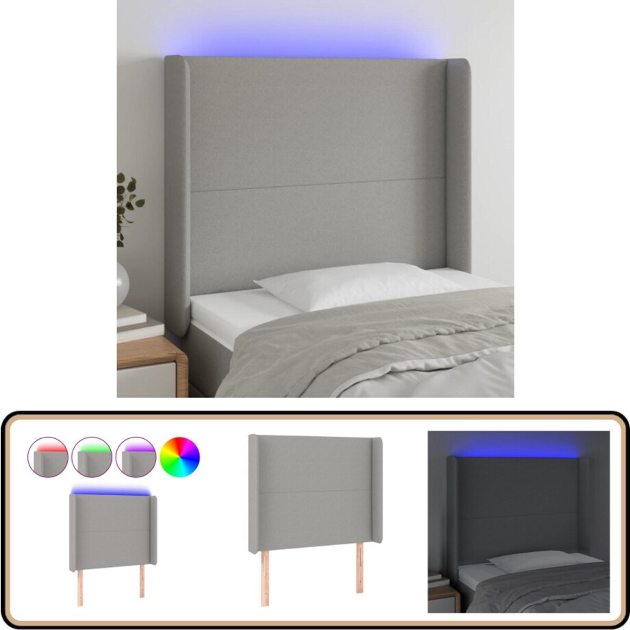 vidaXL Hoofdbord LED - 83x16x118/128 cm - Lichtgrijs Hoofdboard - Led Hoofdbord - Hoofdbord Grijs - Bedstede - Slaapkamersdecoratie vidaXL Hoofdbord LED - 83x16x118/128 cm - Lichtgrijs Hoofdboard - Led Hoofdbord - Hoofdbord Grijs - Bedstede - Slaapkamersdecoratie afbeelding 1