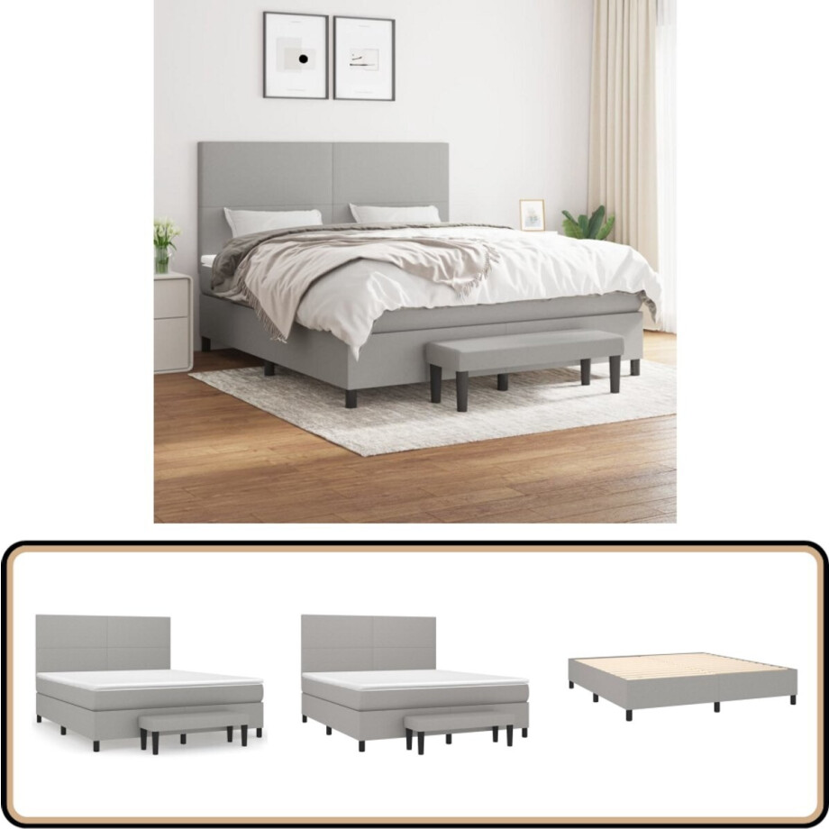 vidaXL Boxspring met Matras - 180x200 cm - Lichtgrijs Boxspringbed - Premium Boxspring - Boxspring Grijs - Boxspring 180x200 - Pocketed Spring Mattress vidaXL Boxspring met Matras - 180x200 cm - Lichtgrijs Boxspringbed - Premium Boxspring - Boxspring Grijs - Boxspring 180x200 - Pocketed Spring Mattress afbeelding 1