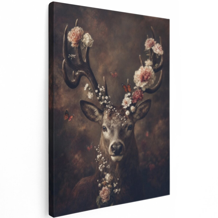 Artaza Canvas Schilderij Bloemenhert - Hert Met Bloemen En Vlinders - 30x40 cm - Klein - Wanddecoratie Woonkamer - Schilderijen - Muurdecoratie Artaza Canvas Schilderij Bloemenhert - Hert Met Bloemen En Vlinders - 30x40 cm - Klein - Wanddecoratie Woonkamer - Schilderijen - Muurdecoratie afbeelding 1