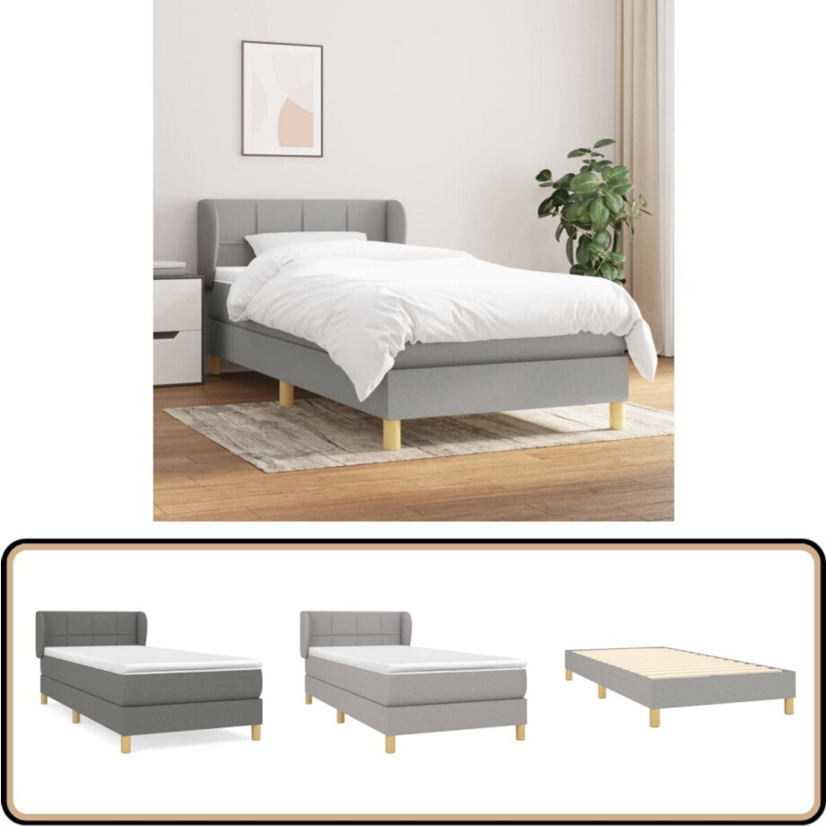 vidaXL Boxspring Lichtgrijs 80x200 cm Boxspringbed - Pocketvering - Verstelbare Hoofdbord - Licht Grijs - Slaapcomfort vidaXL Boxspring Lichtgrijs 80x200 cm Boxspringbed - Pocketvering - Verstelbare Hoofdbord - Licht Grijs - Slaapcomfort afbeelding 1