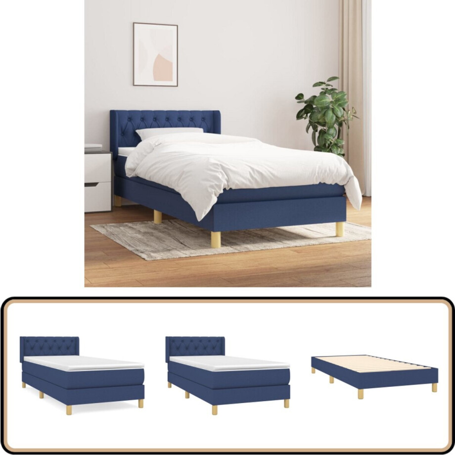 vidaXL Boxspring - Blauw - 80x200 cm - Inclusief Matras Boxspringbed - Slaapcomfort - Pocketvering - Blauwe Kamer - Tweepersoonsbed vidaXL Boxspring - Blauw - 80x200 cm - Inclusief Matras Boxspringbed - Slaapcomfort - Pocketvering - Blauwe Kamer - Tweepersoonsbed afbeelding 1
