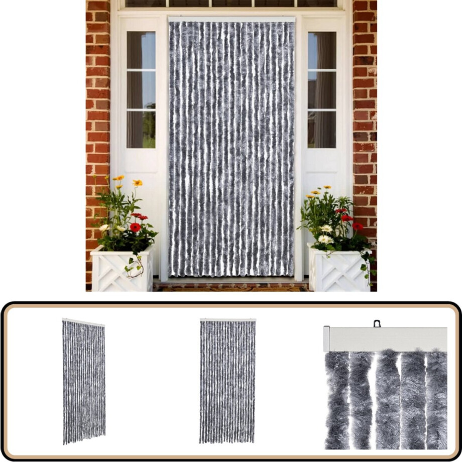 vidaXL Vliegengordijn 90x200 cm zilverkleurig Vliegengordijn - Deurgordijn - Insectengordijn - Raamdecoratie - Anti Insecten afbeelding 1