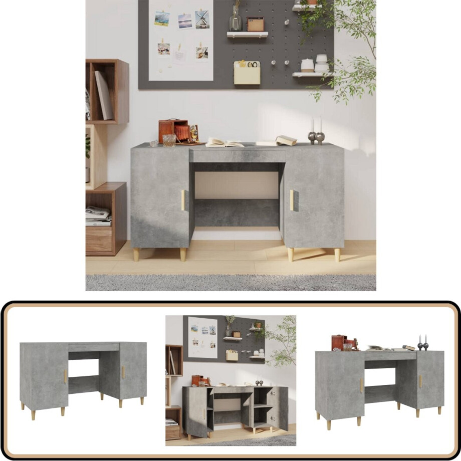 vidaXL Bureau 140x50x75 cm - Betongrijs Design Kantoormeubilair - Bureau - Houten Bureau - Grijs Bureau - Modern Bureau vidaXL Bureau 140x50x75 cm - Betongrijs Design Kantoormeubilair - Bureau - Houten Bureau - Grijs Bureau - Modern Bureau afbeelding 1