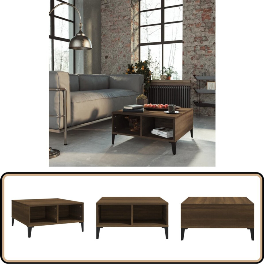 vidaXL Salontafel - Bruin Eiken - 60x60x30 cm Salontafel - Bruine Eiken Meubilair - Houten Salontafel - Tv Tafeltje - Koffietafel vidaXL Salontafel - Bruin Eiken - 60x60x30 cm Salontafel - Bruine Eiken Meubilair - Houten Salontafel - Tv Tafeltje - Koffietafel afbeelding 1
