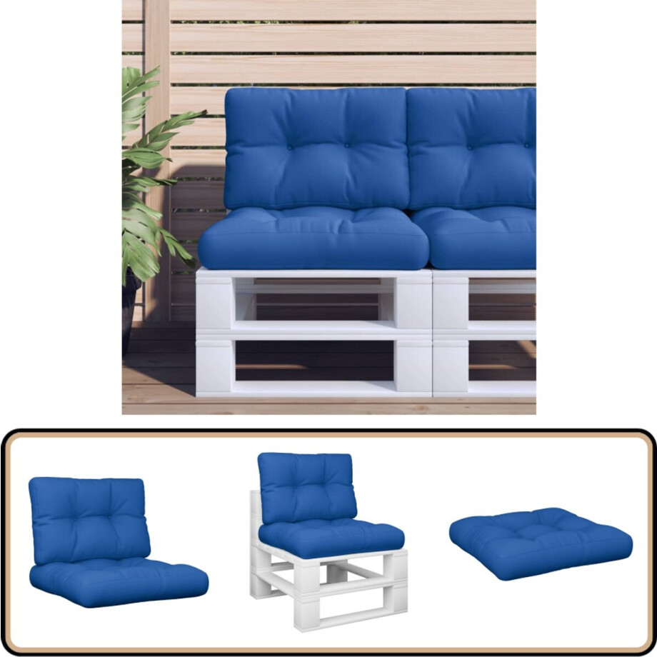 vidaXL Palletkussens - 2 st - Koningsblauw Palletkussen - Palletkussens - Palletbankkussen - Bankkussen afbeelding 1