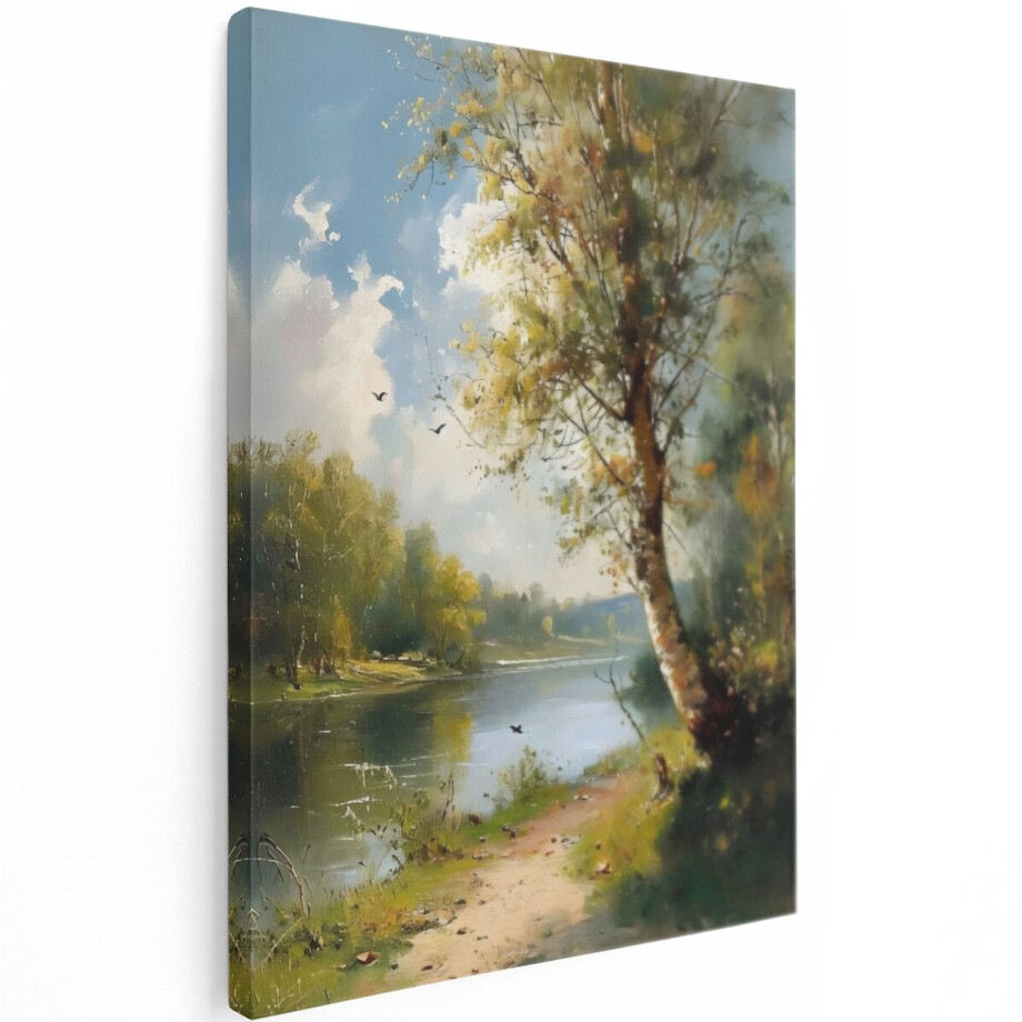 Artaza Canvas Schilderij Landschap - 90x120 cm - Wanddecoratie Natuur - Muurdecoratie Rivier - Decoratie Boom - Schilderijen Op Canvas Artaza Canvas Schilderij Landschap - 90x120 cm - Wanddecoratie Natuur - Muurdecoratie Rivier - Decoratie Boom - Schilderijen Op Canvas afbeelding 1