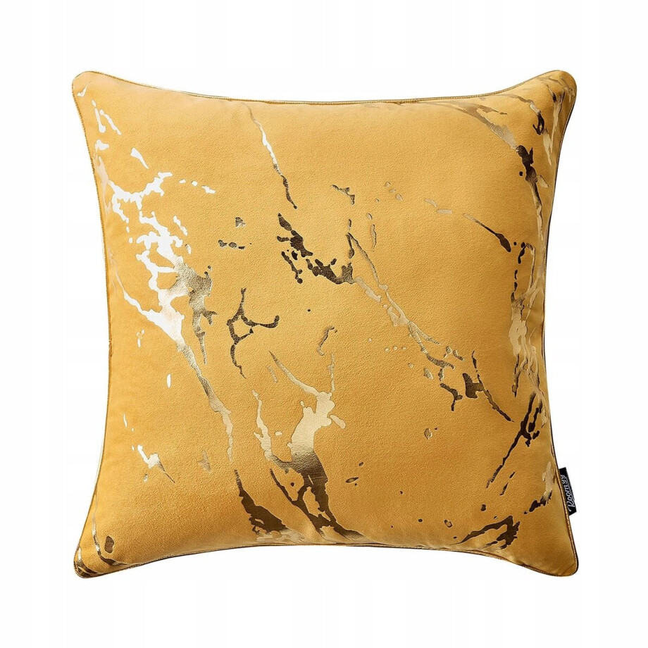 Luxe Velours Sierkussenhoes Lanai 45x45cm Mosterdgeel met Gouden Accent Luxe Velours Sierkussenhoes Lanai 45x45cm Mosterdgeel met Gouden Accent afbeelding 1