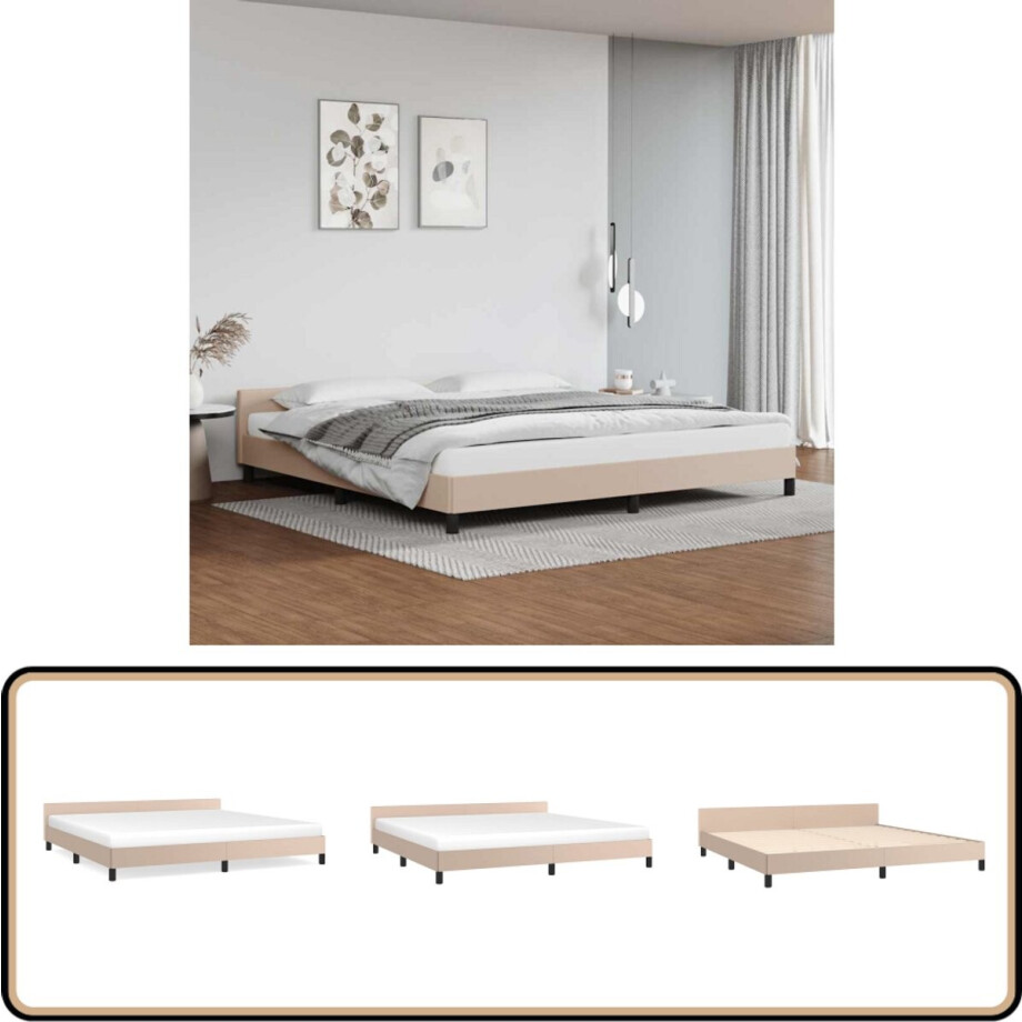 vidaXL Bedframe - Cappuccino - 200x200 cm - Zonder matras Bed Frame - Houten Bed - Tweepersoons Bed - Kapstok - Bruine Bed afbeelding 1