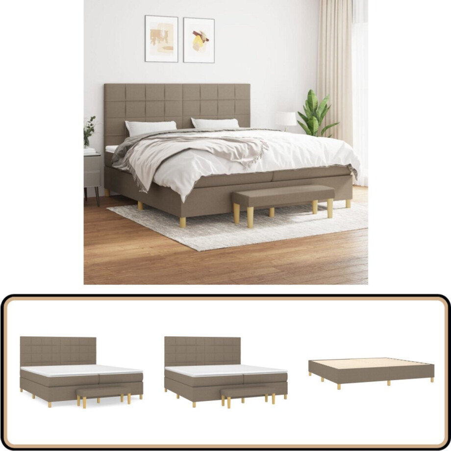 vidaXL Boxspring met matras - Stof - Taupe - 200x200 cm Boxspringbed - Boxspring - Slaapkamerinrichting - Tweepersoonsbed - Pocketed Spring Mattress vidaXL Boxspring met matras - Stof - Taupe - 200x200 cm Boxspringbed - Boxspring - Slaapkamerinrichting - Tweepersoonsbed - Pocketed Spring Mattress afbeelding 1