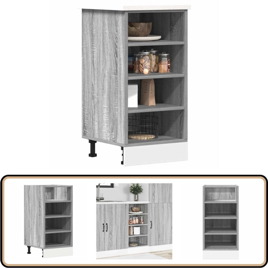 vidaXL Onderkast - 40x44,5x81,5 cm - Grijs Sonoma Eiken Keukenonderkast - Houten Kast - Grijze Kast - Opslagoplossing - Keukenmeubel afbeelding 1