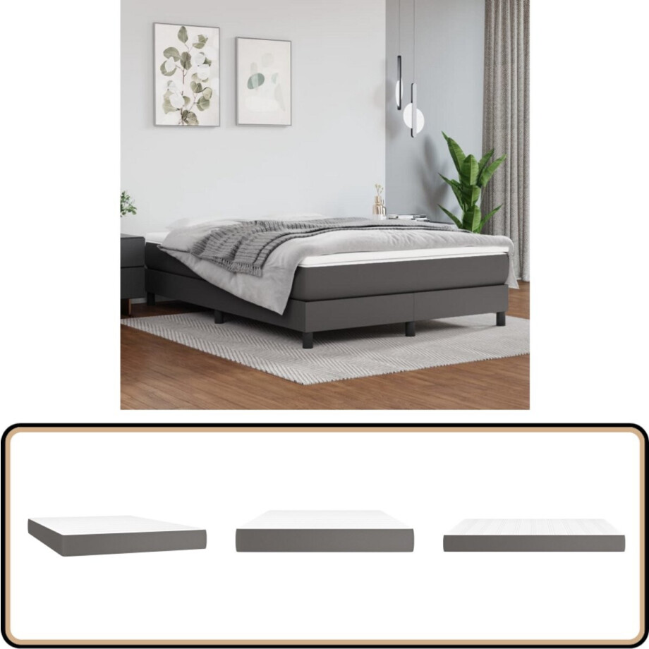 vidaXL Pocketveringmatras - 140x190x20 cm - Kunstleer Pocketveringmatras - Kunstleder Matras - Matras 140x190 - Tweepersoons Matras - Medium Hard Matras afbeelding 1