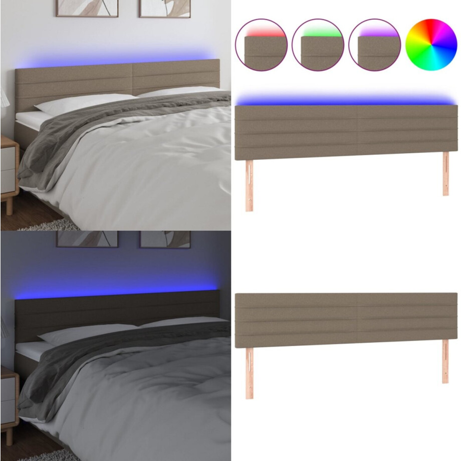 vidaXL Hoofdbord LED 180x5x78/88 cm stof taupe - Hoofdbord - Hoofdborden - Hoofdeinde - Houten Hoofdbord vidaXL Hoofdbord LED 180x5x78/88 cm stof taupe - Hoofdbord - Hoofdborden - Hoofdeinde - Houten Hoofdbord afbeelding 1