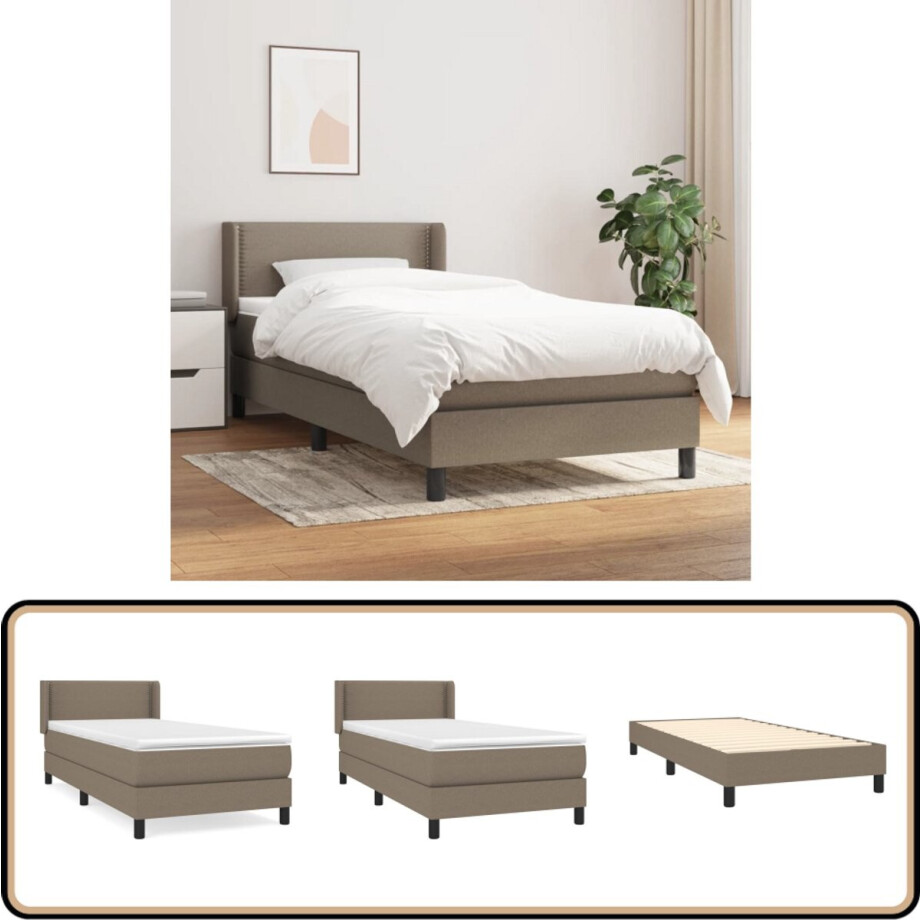 vidaXL Boxspring Taupe - 90x190 cm - Inclusief Matras Boxspringbed - Boxsprings - Slaapcomfort - Pocketed Spring Mattress - Middenhard Matras vidaXL Boxspring Taupe - 90x190 cm - Inclusief Matras Boxspringbed - Boxsprings - Slaapcomfort - Pocketed Spring Mattress - Middenhard Matras afbeelding 1
