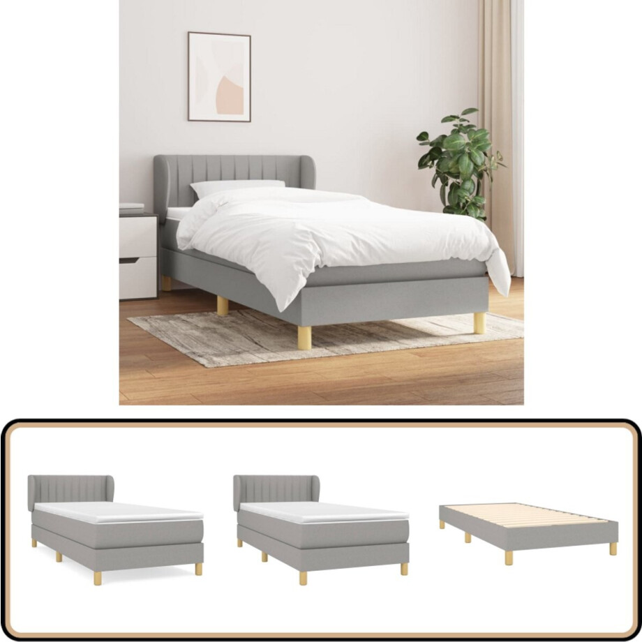 vidaXL Boxspring met matras - Lichtgrijs 90x200 cm Boxspring - Slaapcomfort - Boxspringbed - Tweepersoonsbed - Pocketed Veren vidaXL Boxspring met matras - Lichtgrijs 90x200 cm Boxspring - Slaapcomfort - Boxspringbed - Tweepersoonsbed - Pocketed Veren afbeelding 1