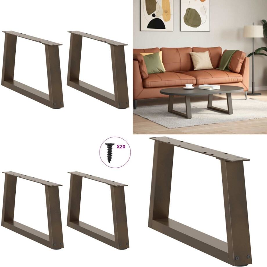 vidaXL Eettafelpoten 2 st V-vormig 50x(30-31,3) cm staal naturel - Eettafel Poot - Eettafel Poten - Poot Voor Tafel - Metalen Eettafel Poot afbeelding 1