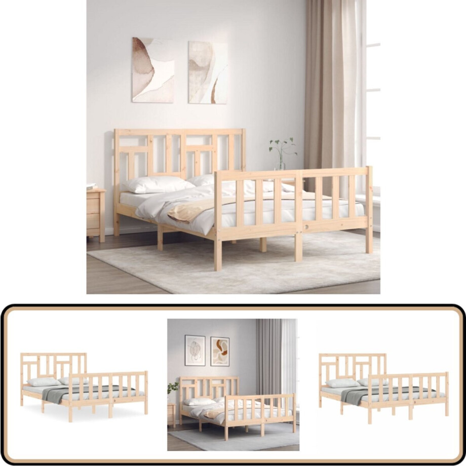 vidaXL - Bedframe - zonder - matras - massief - grenenhout - 120x200 - cm vidaXL - Bedframe - zonder - matras - massief - grenenhout - 120x200 - cm afbeelding 1