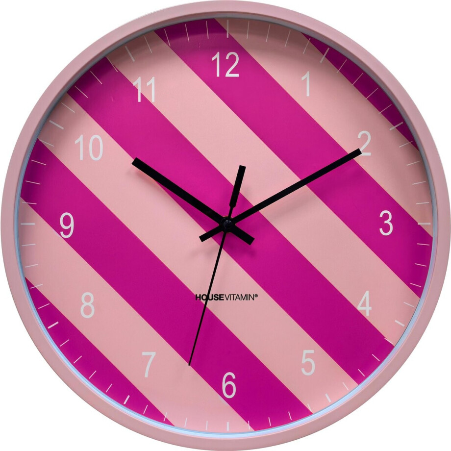 Housevitamin- Klok - Wandklok - Streep Patroon - Roze-34x4x34cm afbeelding 1