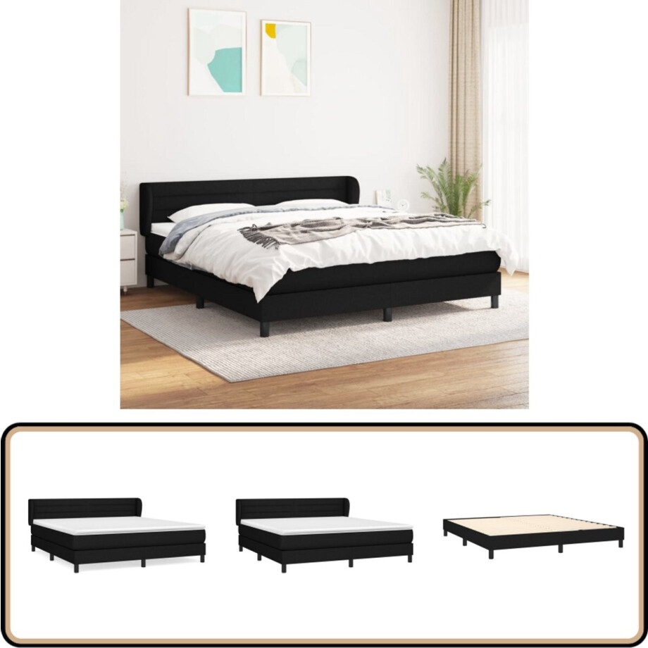 vidaXL Boxspring - Zwart - 180x200 cm - Inclusief Matras Boxspringbed - Boxspring - Slaapcomfort - Matras - Pocketvering vidaXL Boxspring - Zwart - 180x200 cm - Inclusief Matras Boxspringbed - Boxspring - Slaapcomfort - Matras - Pocketvering afbeelding 1