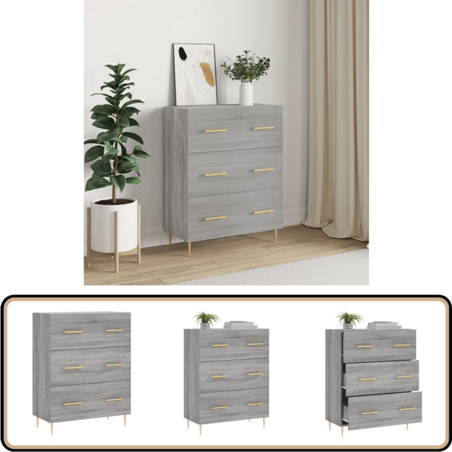vidaXL Dressoir 69,5x34x90 cm bewerkt hout grijs sonoma eikenkleurig vidaXL Dressoir 69,5x34x90 cm bewerkt hout grijs sonoma eikenkleurig afbeelding 1