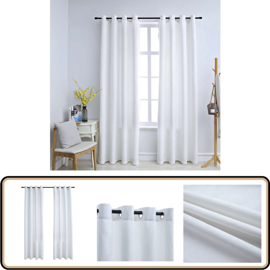 vidaXL Verduisterende Gordijnen 140x225cm Gebroken Wit Gordijnen - Gordijnstoffen - Kamerdecoratie - Living Decor - Slaapkamers Decoreren afbeelding 1