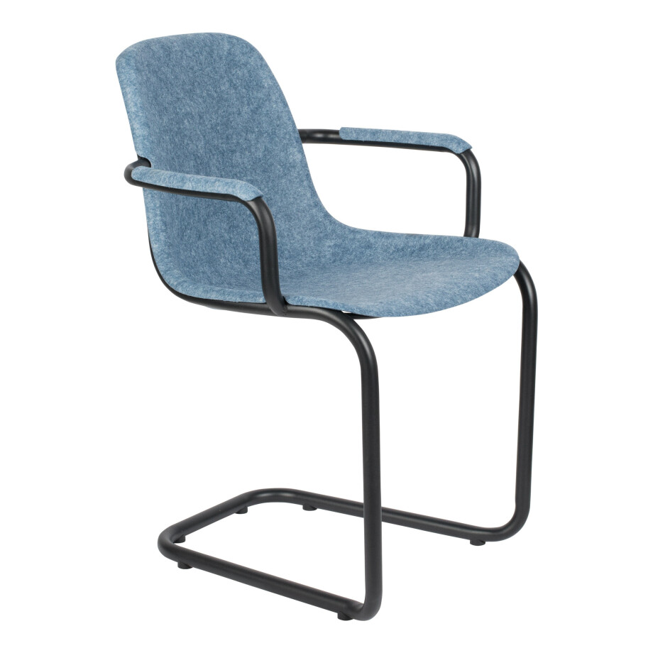 Zuiver Eetkamerstoel 'Thirsty' Met armleuning, Gerecycled PET, kleur Blauw Zuiver Eetkamerstoel 'Thirsty' Met armleuning, Gerecycled PET, kleur Blauw afbeelding 1