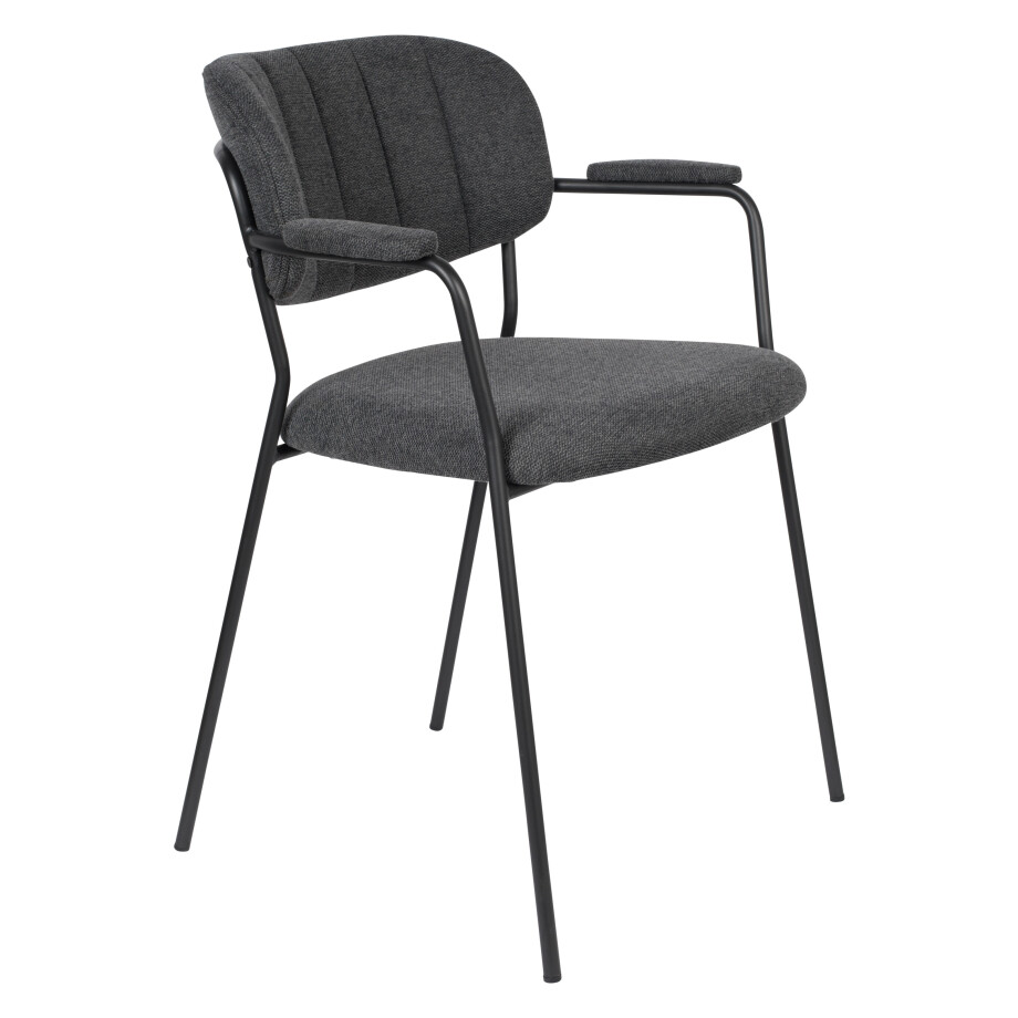 ZILT Eetkamerstoel 'Kolten' met armleuning, kleur Zwart/Donkergrijs ZILT Eetkamerstoel 'Kolten' met armleuning, kleur Zwart/Donkergrijs afbeelding 1