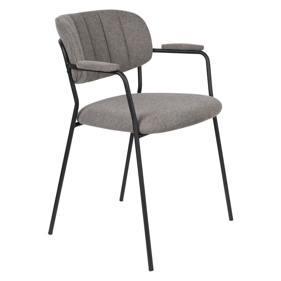 ZILT Eetkamerstoel 'Kolten' met armleuning, kleur Zwart/Lichtgrijs ZILT Eetkamerstoel 'Kolten' met armleuning, kleur Zwart/Lichtgrijs afbeelding 1