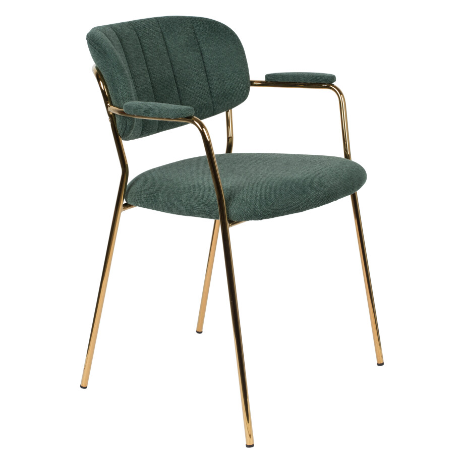 ZILT Eetkamerstoel 'Kolten' met armleuning, kleur Goud/Donkergroen ZILT Eetkamerstoel 'Kolten' met armleuning, kleur Goud/Donkergroen afbeelding 1