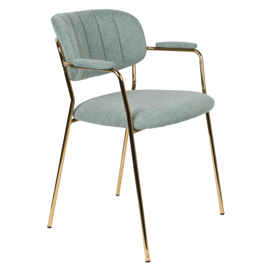 ZILT Eetkamerstoel 'Kolten' met armleuning, kleur Goud/Lichtgroen ZILT Eetkamerstoel 'Kolten' met armleuning, kleur Goud/Lichtgroen afbeelding 1