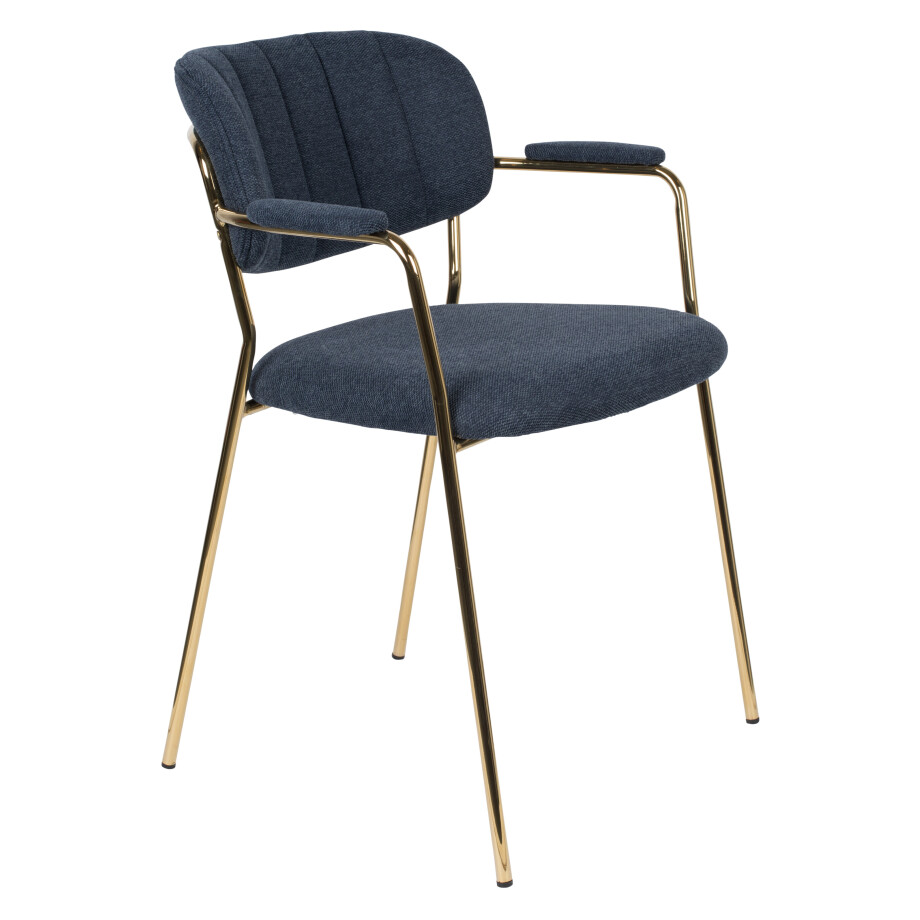 ZILT Eetkamerstoel 'Kolten' met armleuning, kleur Goud/Donkerblauw ZILT Eetkamerstoel 'Kolten' met armleuning, kleur Goud/Donkerblauw afbeelding 1