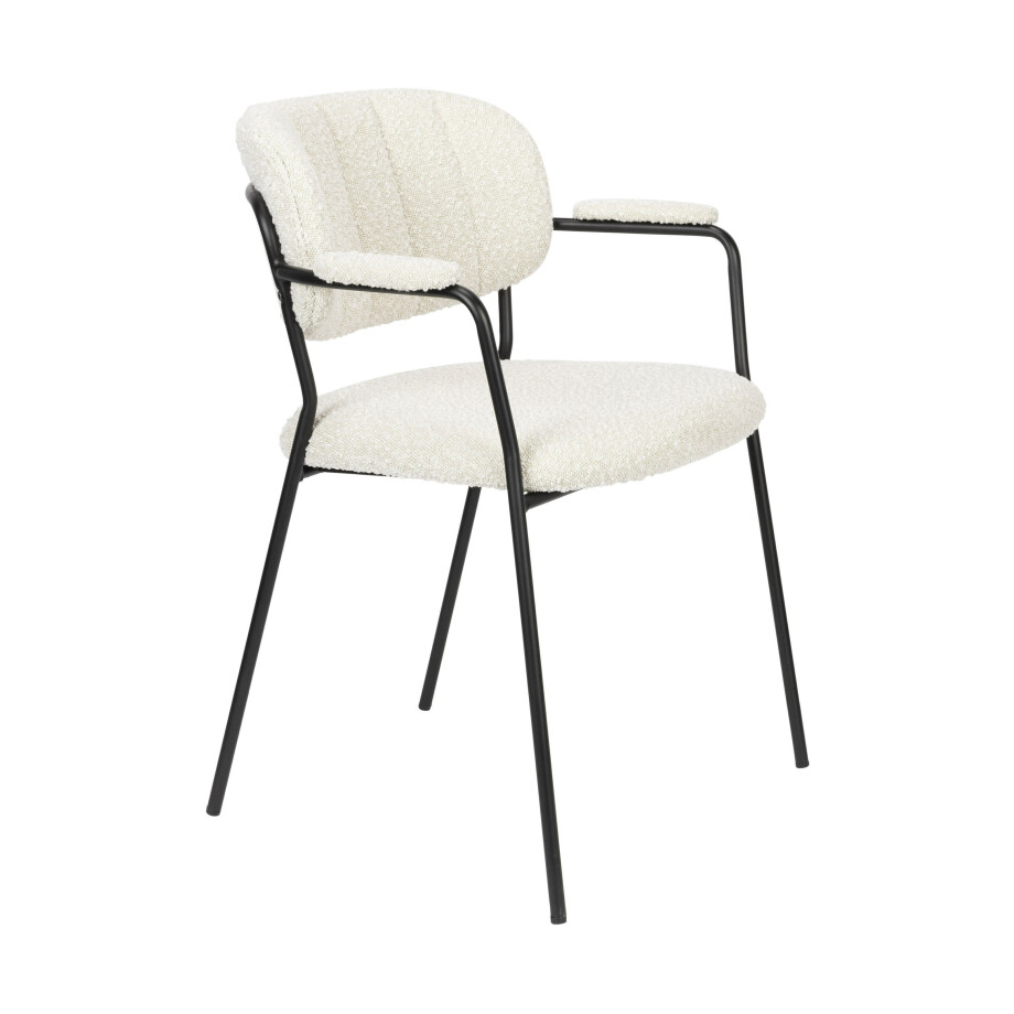 ZILT Eetkamerstoel 'Maris' Met armleuning, Bouclé, kleur Crème ZILT Eetkamerstoel 'Maris' Met armleuning, Bouclé, kleur Crème afbeelding 1