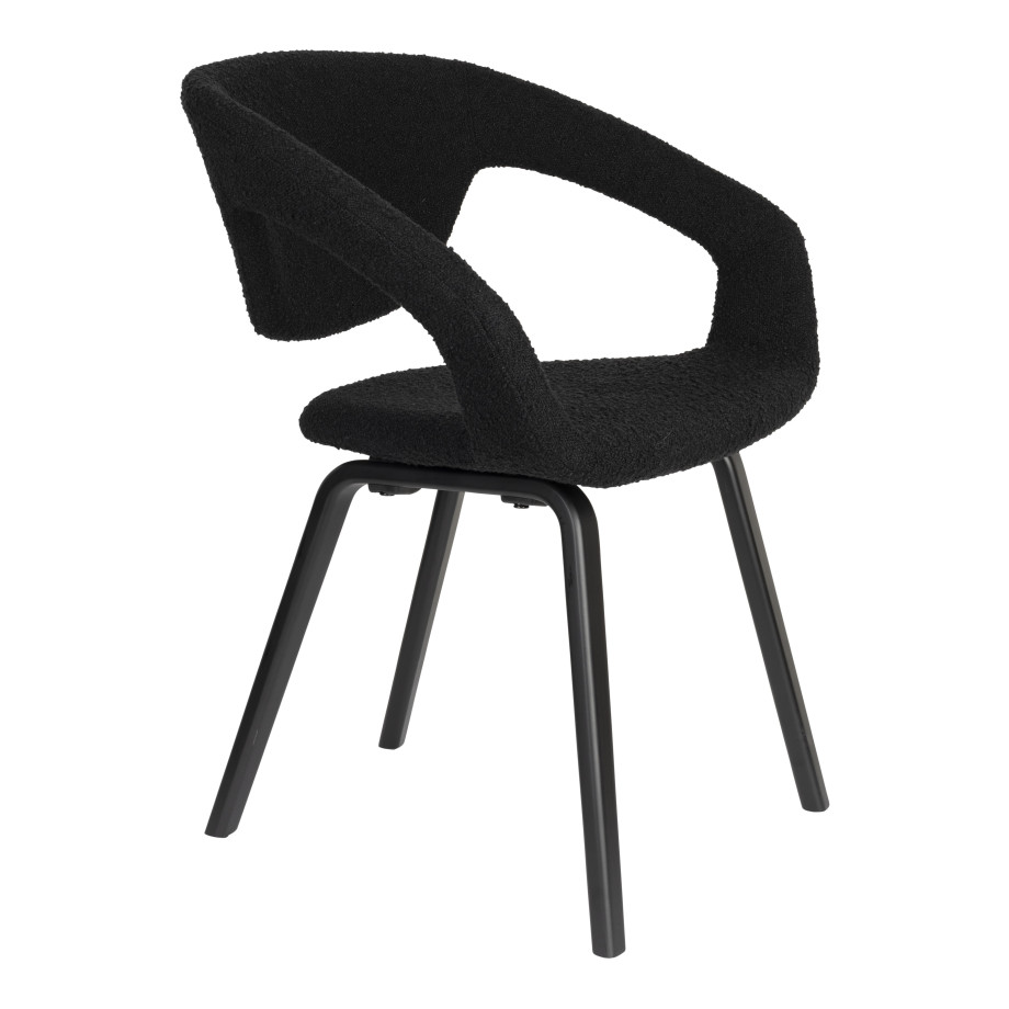 Zuiver Eetkamerstoel 'Flexback' Bouclé, kleur Zwart afbeelding 1