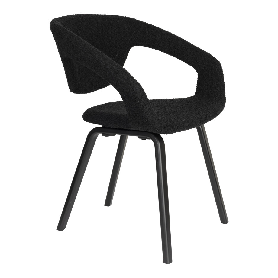 Zuiver Eetkamerstoel 'Flexback' Bouclé, kleur Zwart Zuiver Eetkamerstoel 'Flexback' Bouclé, kleur Zwart afbeelding 1